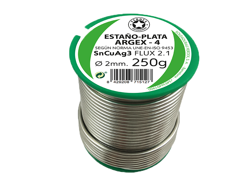 F10B21-11100-1V000 FERDEX ECO 4 FLUX 2.1 1 mm. 100 g. CARRETES ESTAÑO ROSINEX FLUX INCORPORADO