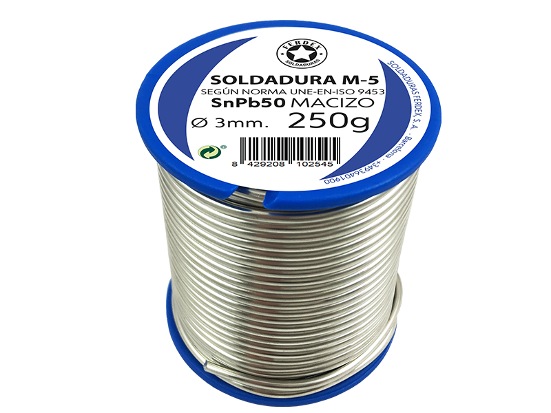 FERDEX SnPb50 MACIZO 0,8 mm. CARRETES ESTAÑO MACIZOS